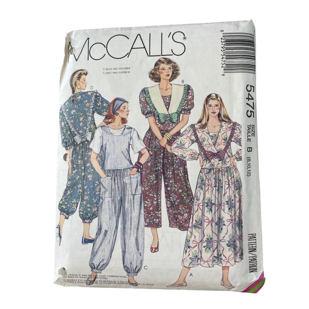 90s McCalls 5475 Sewing Pattern Size 8-12 Misses Dress & Jumpsuit Vintage UNCUT